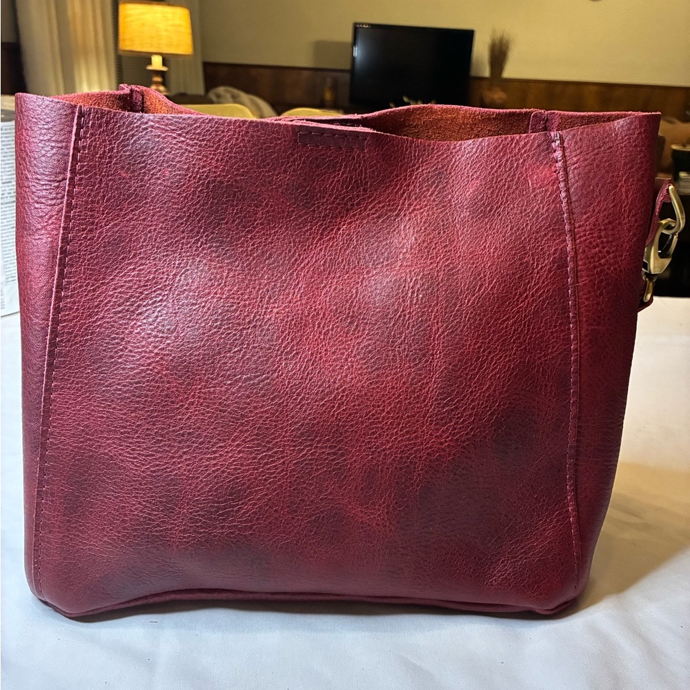 Portland Leather Goods Bucket Bag Crossbody Merlot Full Grain Leather
